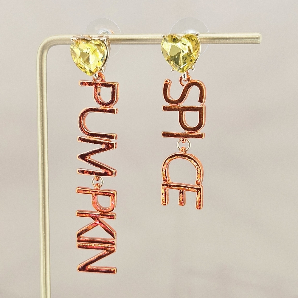 (2 Pairs) Betsey Johnson Pumpkin Spice Earrings Orange Fall Autumn Halloween